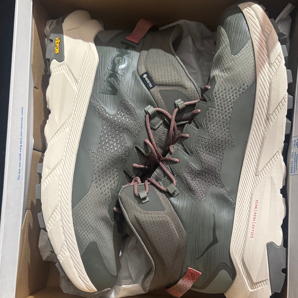 Hoka Olive and Cream Trail Shoes